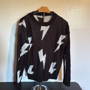 Lightning bolt black and white sweater